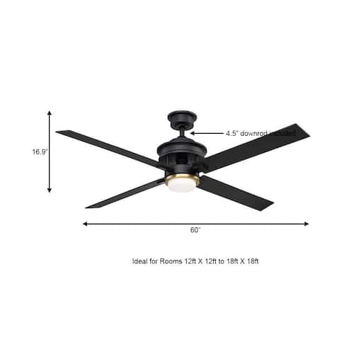 Lincolnshire 60 in. LED Matte Black Ceiling Fan with Light Home Decorators Collection Ceiling Fans With Lights