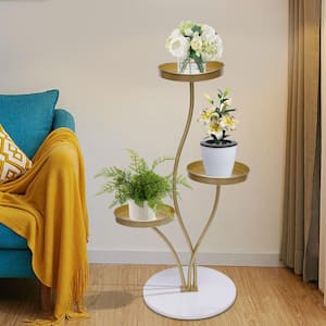 29.5 in. H Modern 3-Tire Stylish Round Metal Indoor Plant Stand