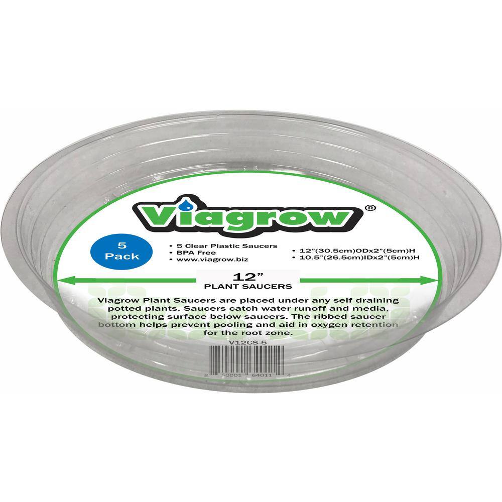 Viagrow 12 in. Clear Plastic Saucer (5Pack) V12CS5 The Home Depot