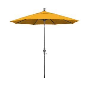 7.5 ft. Hammertone Grey Aluminum Market Patio Umbrella Collar Tilt Crank Lift in Black Olefin