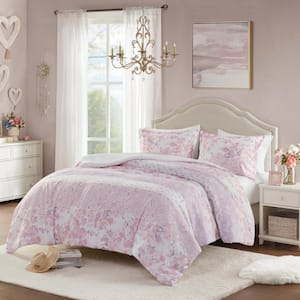 Elodie 2-Piece Pink Microfiber Twin/Twin XL Duvet Cover Set