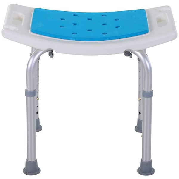 20.5 in.W Free-Standing 6-Level Non-Slip Walk In Shower Seat with Drain Hole for Elderly Pregnant in Blue