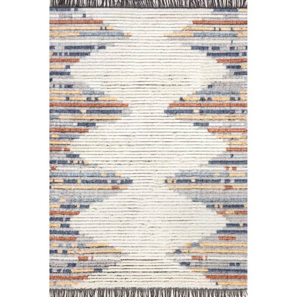 nuLOOM Morgan Contemporary Shag Fringe Multi 5 ft. 3 in. x 7 ft. 6 in. Area Rug