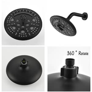 BabyBreath 6-Spray Patterns with 1.8 GPM 8 in. Wall Mount Rain Fixed Shower Head in Matte Black