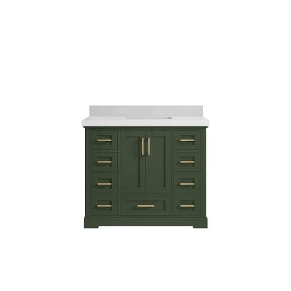 Willow Collections Boston 42 in. W x 22 in. D x 36 in. H Single Sink Bath Vanity in Pewter Green with 2 in. Carrara Qt. Top