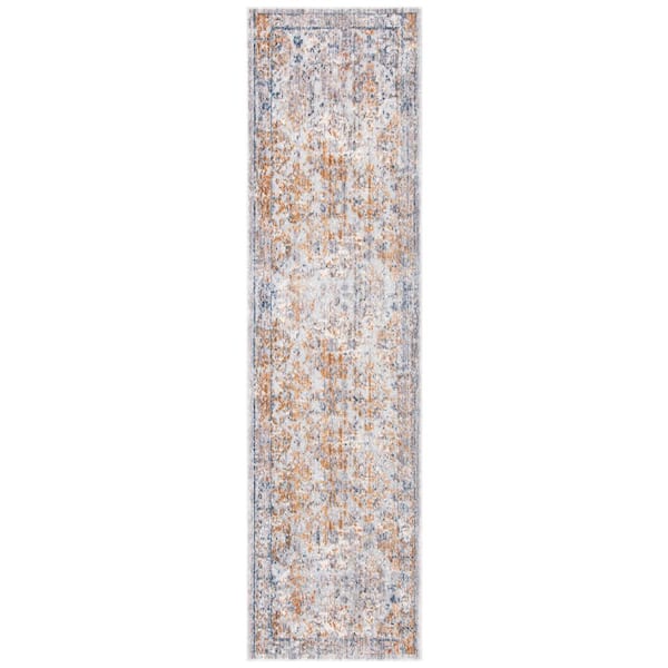 Winston 2 ft. x 10 ft. Light Gray/Cream Distressed Border Runner Rug