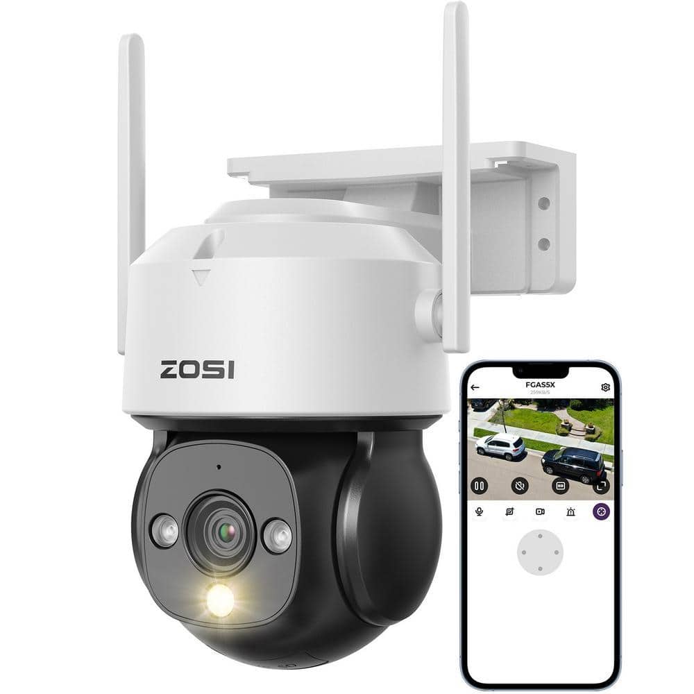ZOSI 360° PTZ 4MP 2. 5K Wi-Fi Outdoor Wireless Plug in Home