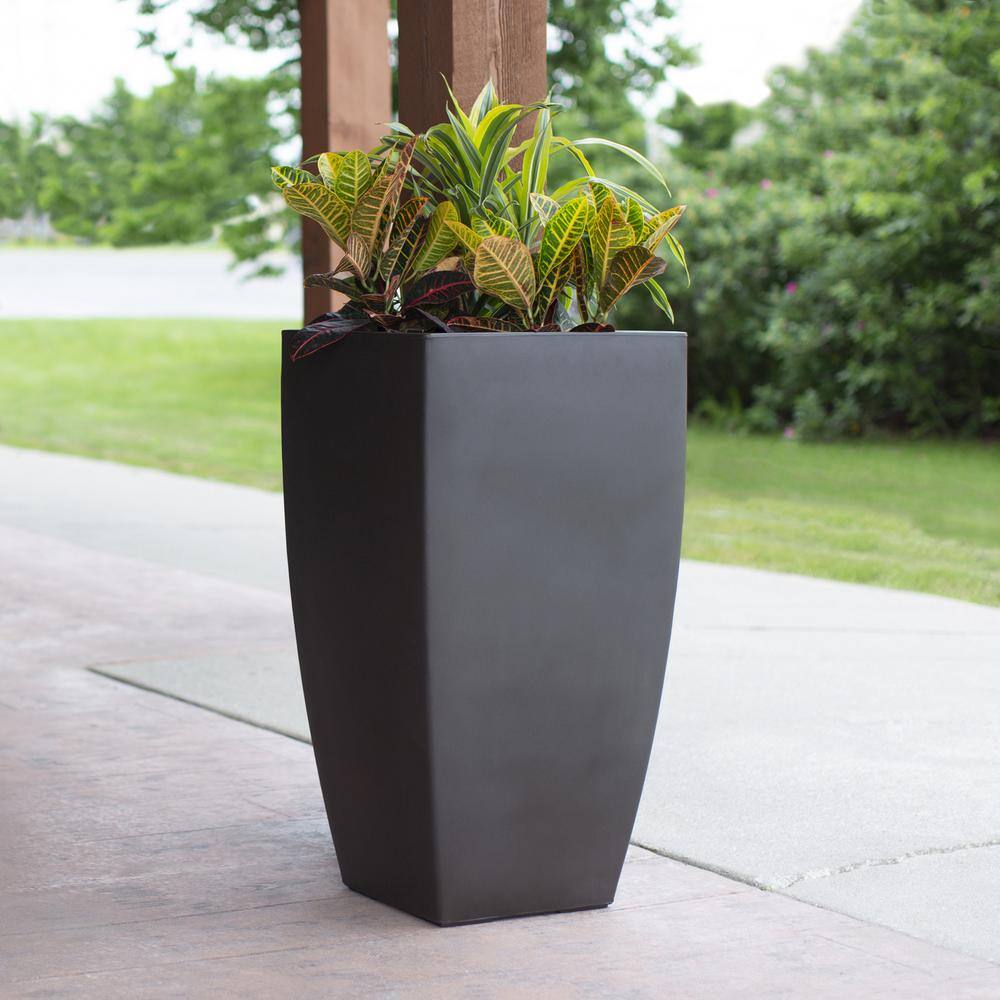 Kobi 38" Tall Black Polyethylene Outdoor Planter