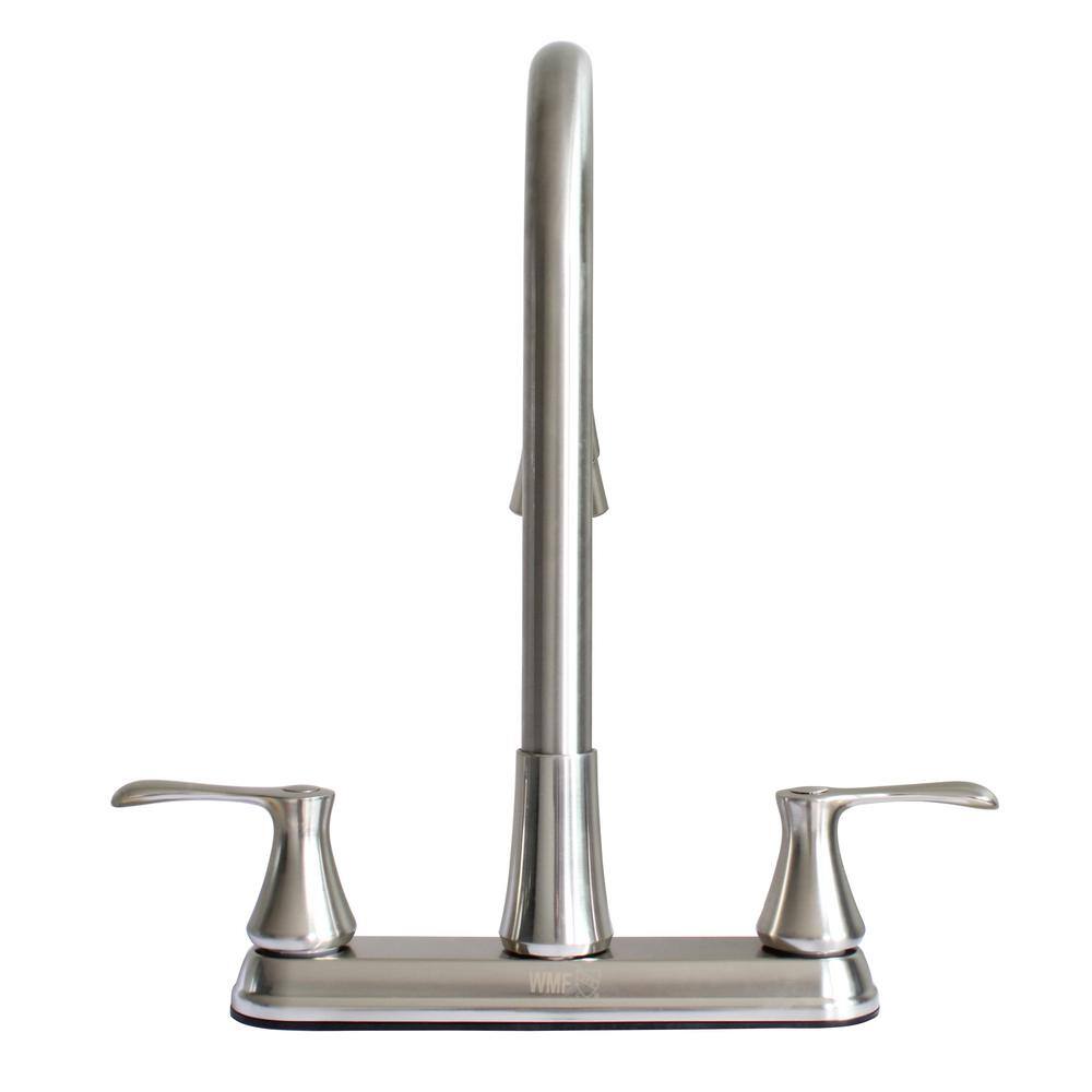 Nickel Double Handle Pull Down Kitchen Faucet with Spray