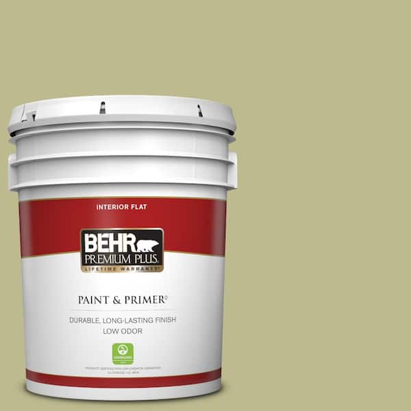 BEHR PREMIUM PLUS 5 gal. #S340-4 Back to Nature Flat Low Odor Interior Paint & Primer
