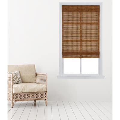 Oak Cordless Carbonized Bamboo Roman Shade 34 in. W x 64 in. L