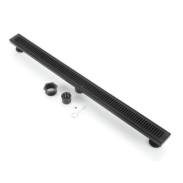 BOANN 40 in. 304 Stainless Steel Linear Shower Drain in Black