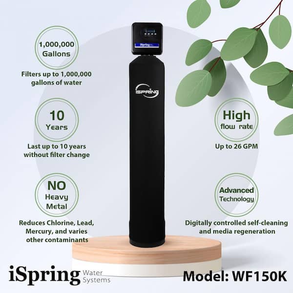 iSpring WF150K Whole House Central Water Filtration System with Smart Control Valve, 10-Year