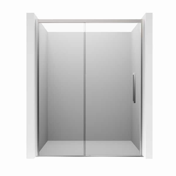 Dimakai 60 in. W x 76 in. H Sliding Framed Shower Door in Chrome with Tempered Clear Glass and Concealed Buffering System