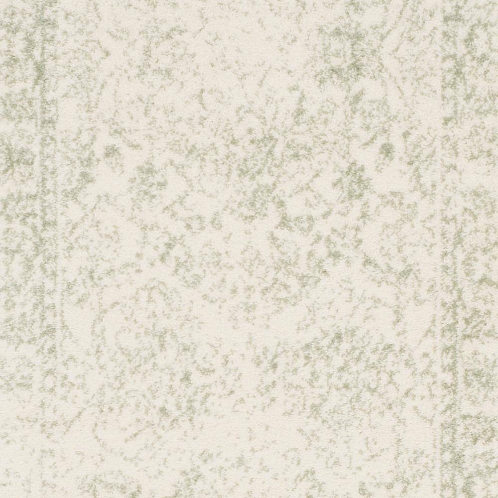 Ivory and Sage Oriental Distressed Runner Rug - Easy Care, 2'1" x 6'