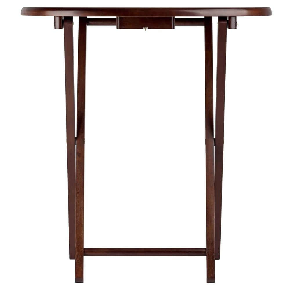 Mid-Century Modern Cappuccino Brown Oval Snack Table Set