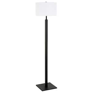 Flaherty 62.32 in. Blackened Bronze Floor Lamp with Fabric Shade