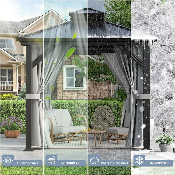VIWAT 8 ft. x 8 ft. Heavy Duty Aluminum Frame Outdoor Gazebo