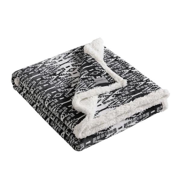 Eddie Bauer San Juan Ultra Soft Sherpa Gray Microfiber Throw Blanket