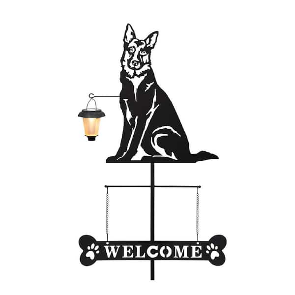 46 in. Black Metal Solar Garden Stakes 1-Pack