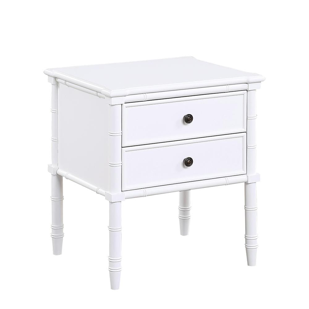 Ellison Traditional White 2-Drawer Nightstand with Bamboo Accents