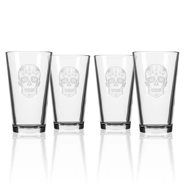 Rolf Glass Sugar Skull 16 oz. Pint Glass (Set of 4)