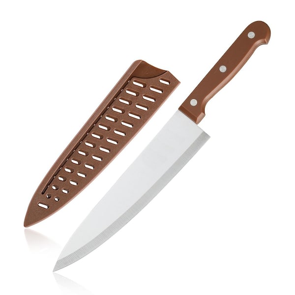 8 in. Stainless Steel Full Tang German Chef's Knife with Ergonomic Handle & Protective Knife Sheath, Dishwasher Safe