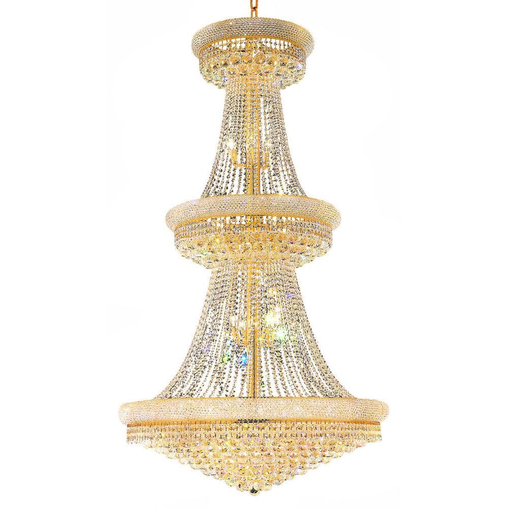 Gold Empire 38-Light Crystal Tiered Chandelier