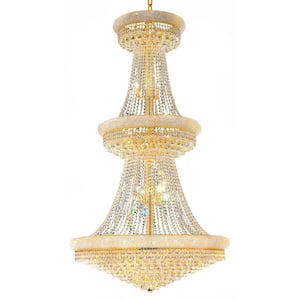 Empire 38 Light Down Chandelier With Gold Finish