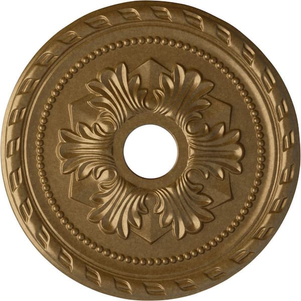 Ekena Millwork 1-5/8 in. x 20-7/8 in. x 20-7/8 in. Polyurethane Palmetto Ceiling Medallion, Pale Gold