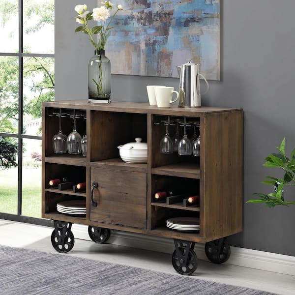FirsTime & Co. 34.25 x 16.75 x 31.5 in. Rectangular Wood FirsTime & Co. Black And Brown Bradley Kitchen Cart
