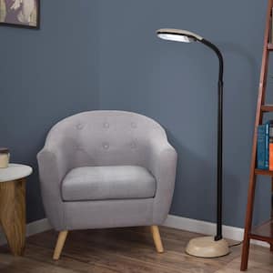 63.5 in. Natural Full Spectrum Sunlight Gooseneck Floor Lamp in Light Woodgrain