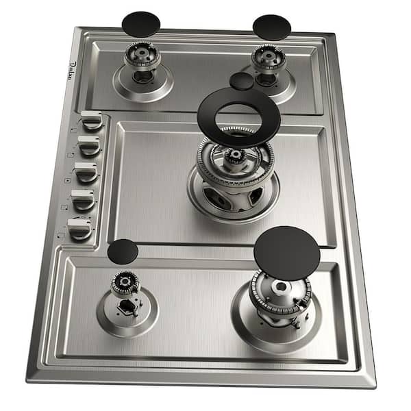 30 Inch Gas Cooktop with 6 Metal Knob, Dalxo 5 Italy Defendi Burner Gas  Stovetop, Food-grade Stainless Steel Built-In Gas Hob, NG/LPG Convertible  Gas