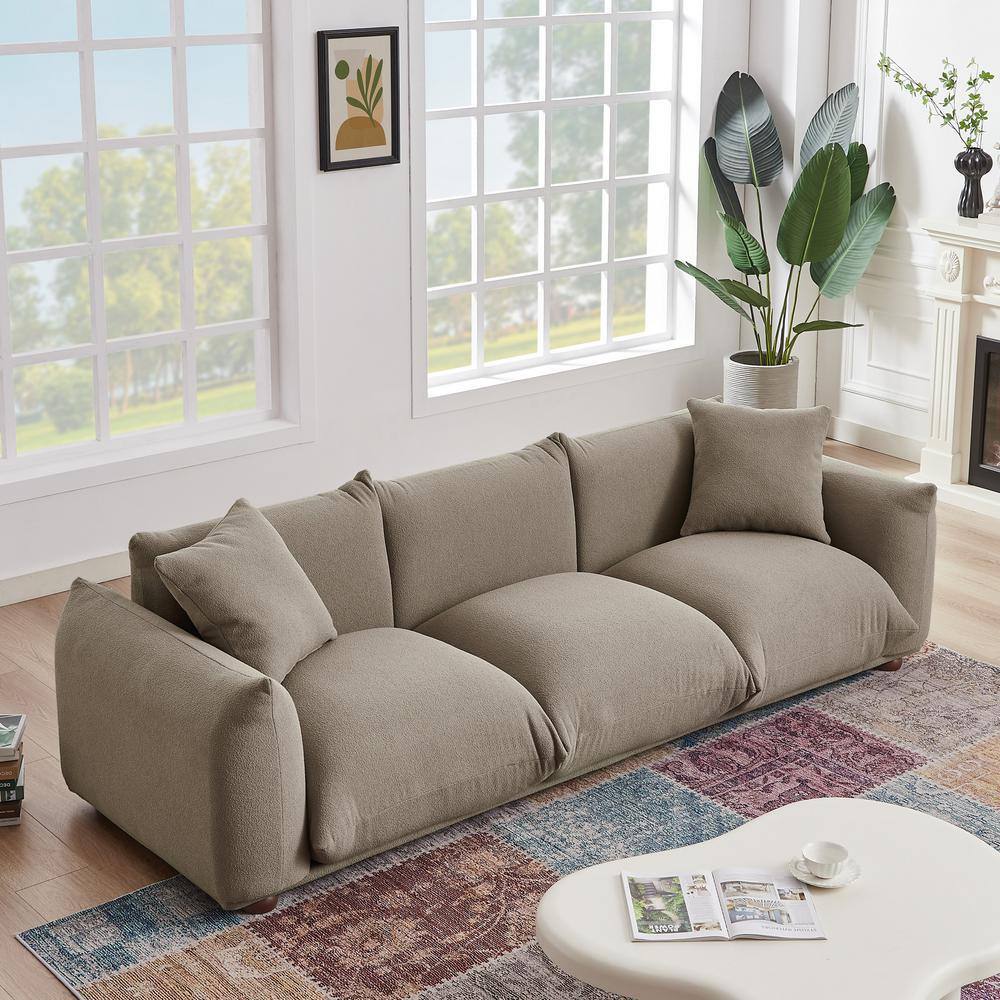 Mocha Brown Velvet Lawson Sofa with Solid Wood Legs