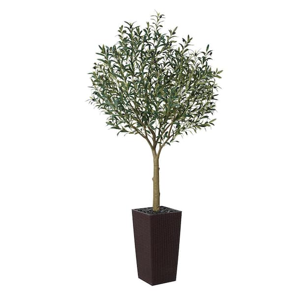 DR.Planzen 7ft.Artificial Olive Tree Indoor/Outdoor,UV-Resistant Multi-Branched Trunk,Faux Plants for Home Office Living Room Decor
