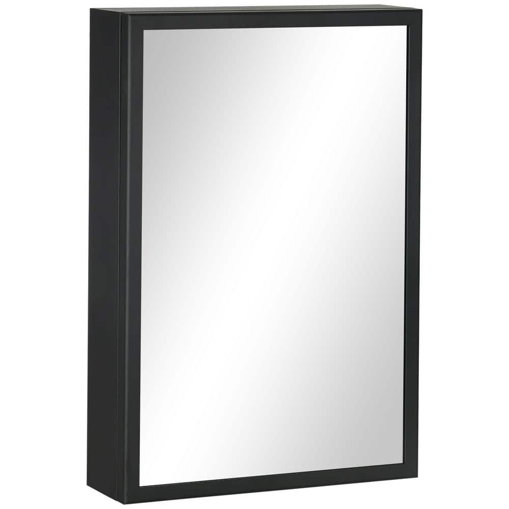 Black Steel Wall Mounted Medicine Cabinet with Mirror