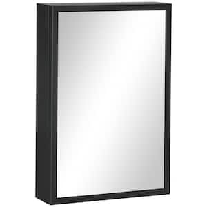 15.75 in. W x 23.5 in. H Rectangle Black Steel Wall Medicine Cabinet with Mirror