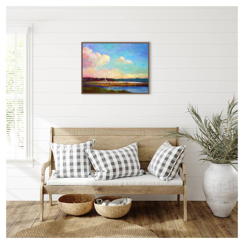 Large Framed Impressionist Nature Vista Canvas Print