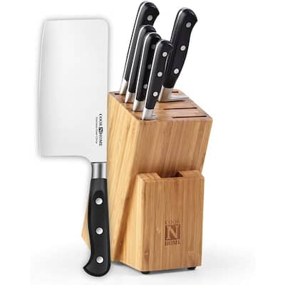 6-Piece Stainless Steel Gourmet Asian Chef Knife Set with Block