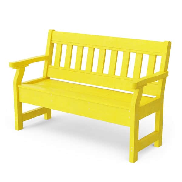 Wildridge Heritage Lemon Yellow HDPE Plastic Outdoor Garden Bench