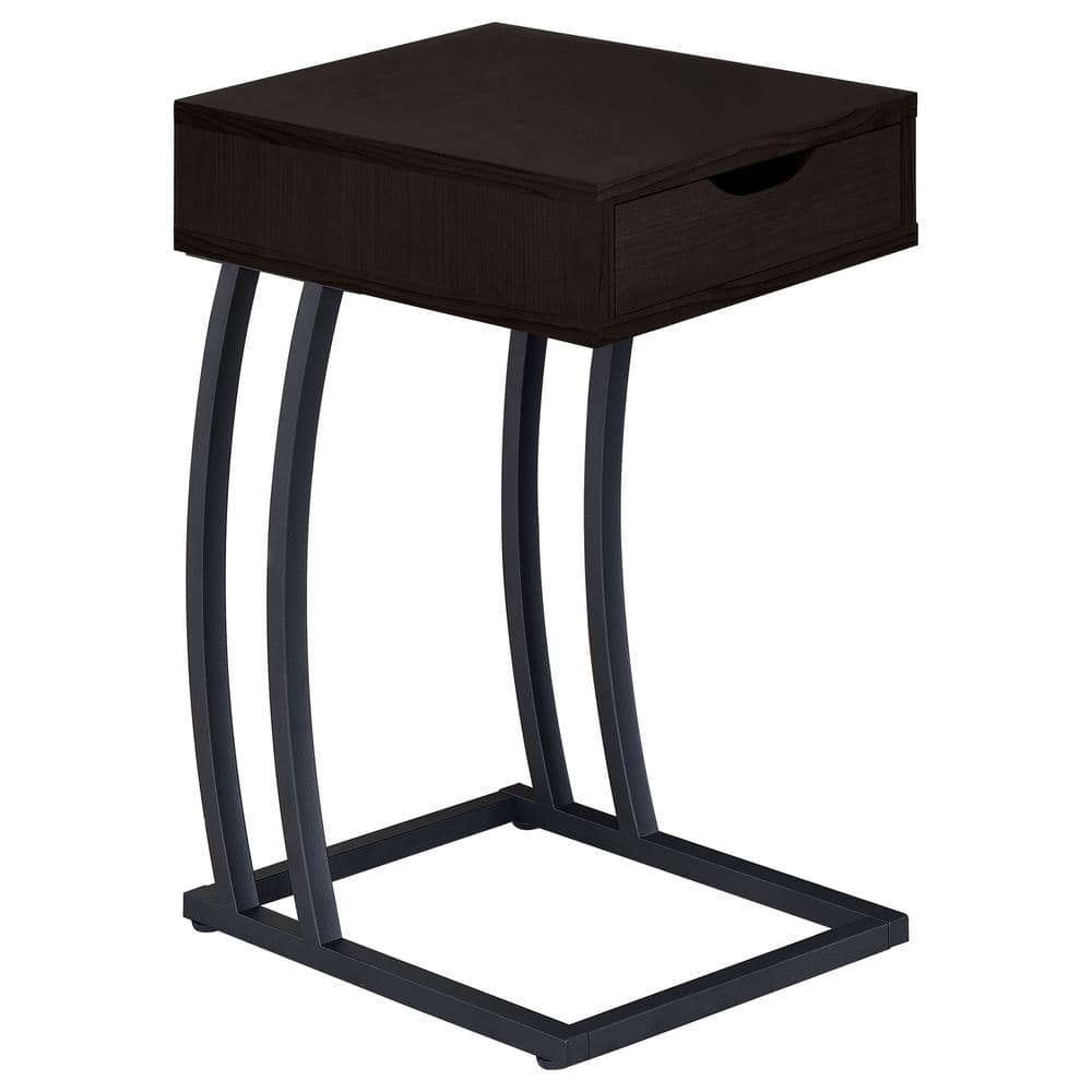 Brown Wood and Metal Rectangular Accent Table with Storage