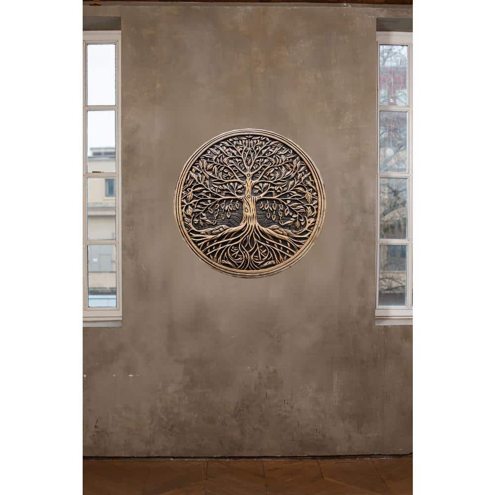 Rustic Round Oak Wood Tree of Life Wall Art