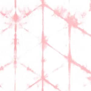 Tie Dye Hexagon Lines Coral Peel and Stick Vinyl Wallpaper