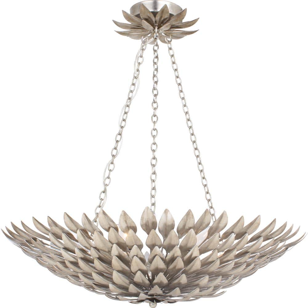Antique Silver Mini Crystal 6-Light Chandelier