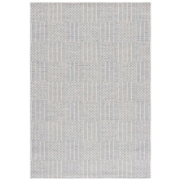 Sisal All-Weather 5 ft. x 8 ft. Aqua/Beige Ivory Striped Geometric Indoor/Outdoor Area Rug