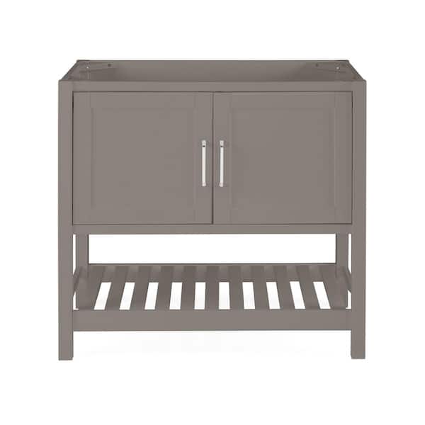 Alaterre Furniture Bennet 36 in. W x 21.25 in. D x 34 in. H Bath Vanity Cabinet without Top 36 in. L Wood Vanity with Shaker Doors in Grey