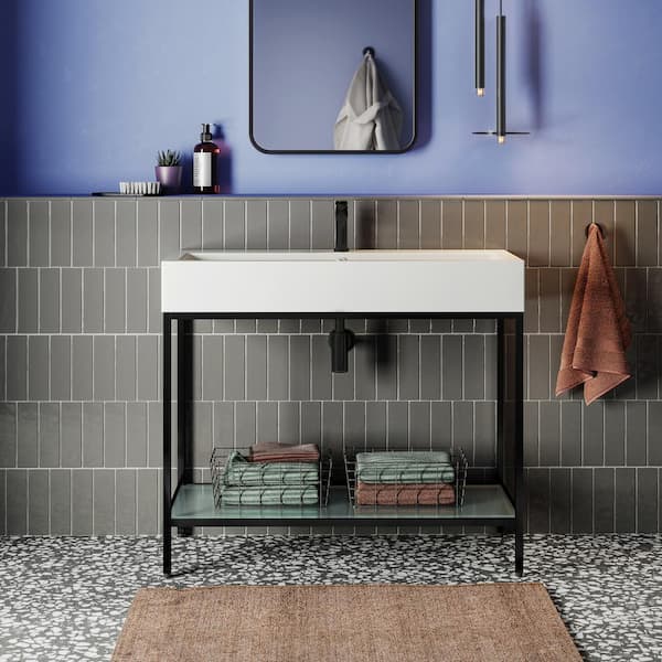 Swiss Madison Pierre 40 in. W x 18.1 in. D Bath Vanity in Matte Black with Ceramic Vanity Top in White with White Basin