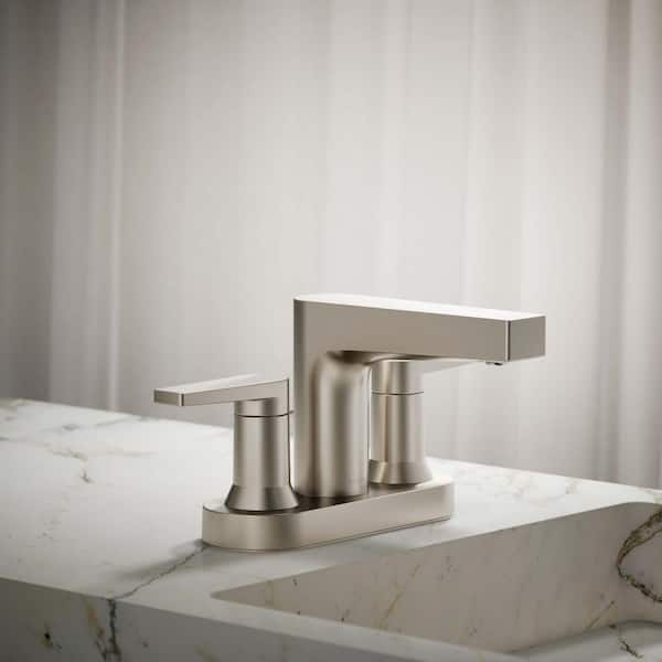 Taut 4 in. Double Handle Centerset 1.2 GPM Bathroom Sink Faucet in Vibrant Brushed Nickel