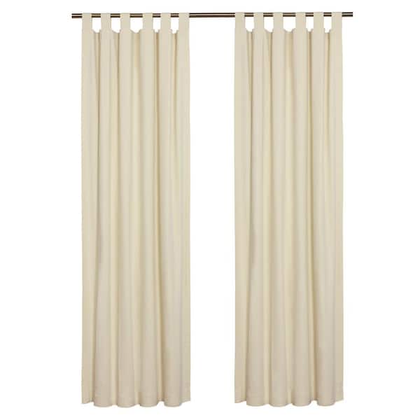 THERMALOGIC Weathermate Tab Top Natural Cotton Smooth 40 in. W x 84 in. L Tab Top Indoor Room Darkening Curtain (Double Panels)