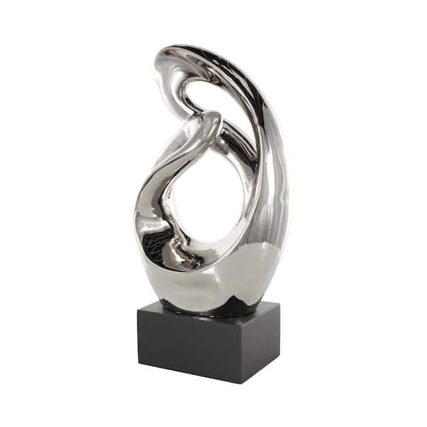 Litton Lane Silver Ceramic Abstract Sculpture